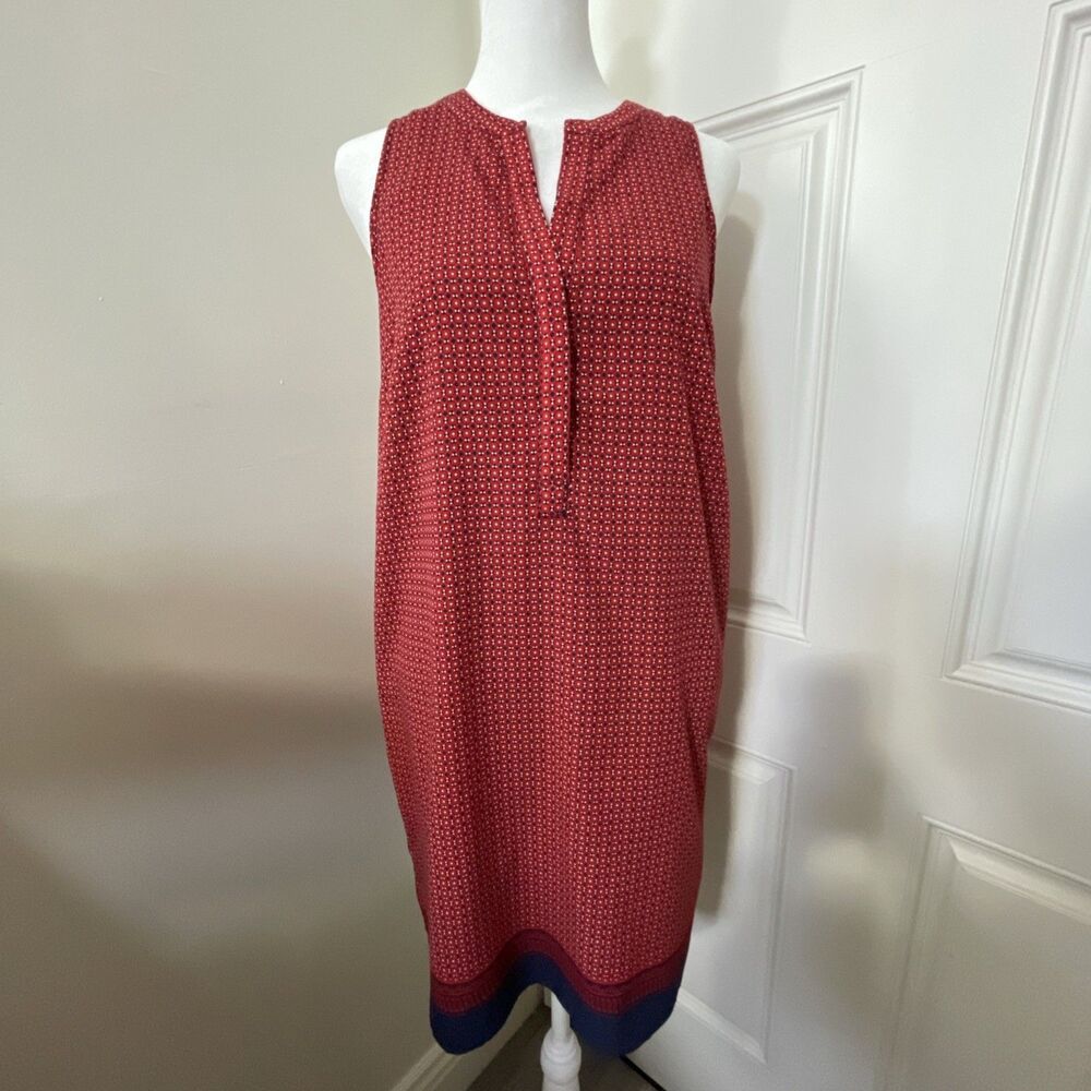 Dalia Women's V-Neck Red & Navy Blue Sleeveless Dress Lined Size 4 Office Chic